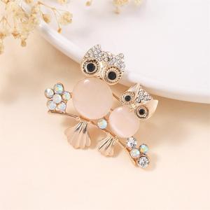 Broche créative haut de gamme en pierre motif hibou, épinglette animale hibou tendance, pour vêtements et corsages - Product Image 1