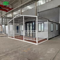 Maison conteneur préfabriquée à deux ailes de 20 pieds pour balcon, prête à être expédiée pour ferme ou île