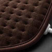 Coussin chauffant électrique de luxe en peluche marron, personnalisé OEM, 30x60cm, avec contrôleur numérique LED, 6 niveaux de chaleur, arrêt automatique de sécurité, chaleur douce