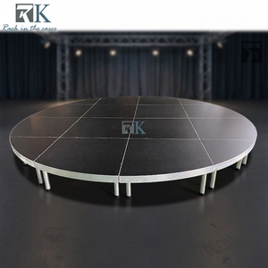Scène mobile ronde en aluminium pour événements, concerts, mariages, décorée avec des marches courbes - Product Image 2