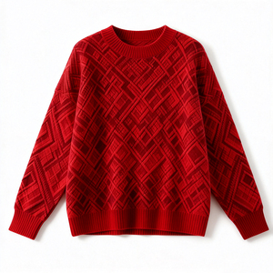 Suéter de Punto Trenzado con Cuello Redondo para Mujer, Diseño Personalizado OEM ODM, 100% Mezcla de Lana, Jersey de Invierno con Servicio de Etiqueta Privada - Product Image 5