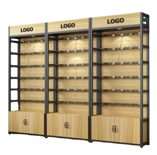Adjustable Showcase Display Rack with Cabinet Hooks Mobile Phone Accessories Supermarket Shelves Display Cabinet