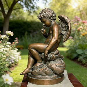 Décoration <span class=keywords><strong>de</strong></span> <span class=keywords><strong>jardin</strong></span> extérieure, statue <span class=keywords><strong>de</strong></span> garçon et <span class=keywords><strong>de</strong></span> fille en cuivre plaqué grandeur nature, lisant et s'asseyant sur un tronc d'arbre - Product Image 2
