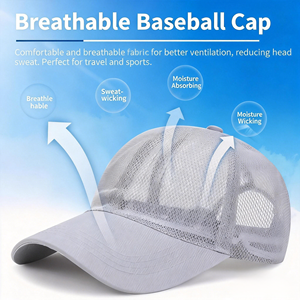 6 Panel Polyester Full Mesh Trucker Caps Baseball Caps Summer Hats Breathable Sun Outdoor Camping Gorras Snapback Hat - Product Image 2