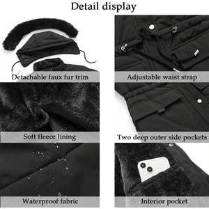 Moerdeng Abrigo acolchado de invierno para mujer, forro polar acolchado, capucha desmontable, parka a prueba de viento, manga completa - Product Image 5