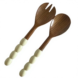 Ensemble d'ustensiles élégants en bois faits à la main pour salade, service de table, cuisine domestique, écologique, style américain, compatible lave-vaisselle et micro-ondes - Product Image 5
