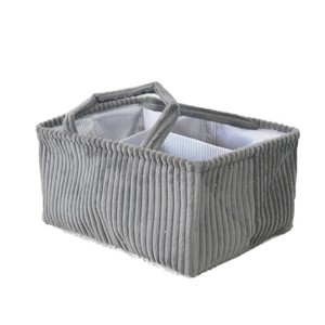 Corduroy Storage <b>Basket</b> With Compartments <b>Foldable</b> Handle Rectangle Clothing Organizer Eco-Friendly Woven <b>Baskets</b> - Product Image 5