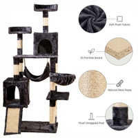 Arbre à chat multi-niveaux en velours écologique de qualité supérieure avec poteaux en sisal pour chatons et chats adultes, idéal pour l'intérieur