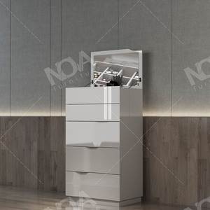 Set Completo di Mobili per <span class=keywords><strong>Camera</strong></span> <span class=keywords><strong>da</strong></span> <span class=keywords><strong>Letto</strong></span> Matrimoniale in Legno Laccato Lucido con Testiera Illuminata per Scuola - Product Image 6