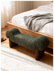 Banco Minimalista Italiano <span class=keywords><strong>de</strong></span> <span class=keywords><strong>Madera</strong></span> Maciza con Chenilla Jacquard, Pieza <span class=keywords><strong>de</strong></span> Diseño <span class=keywords><strong>para</strong></span> Sala <span class=keywords><strong>de</strong></span> Estar, <span class=keywords><strong>Pie</strong></span> <span class=keywords><strong>de</strong></span> <span class=keywords><strong>Cama</strong></span> y Entrada - Product Image 5