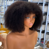 Perruque Bob Courte Afro Frisée Kinky 4C en Cheveux Brésiliens Remy, Sans Colle, Faite à la Machine, Densité 280%, Couleur Naturelle pour Femmes Noires