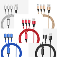 Câble de données universel 3 en 1 de type c à prix très bas câble de chargeur USB 3 en 1 à charge multiple en nylon multiple