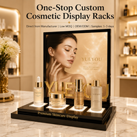 Support d'affichage cosmétique LED multi-niveaux personnalisé en acrylique, poli, résistant à l'eau et écologique pour comptoirs de vente de produits de beauté