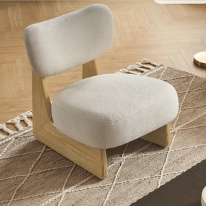 Fauteuil simple en bois massif, forme ovale, pieds en caoutchouc noir, style moderne minimaliste pour salon - Product Image 2