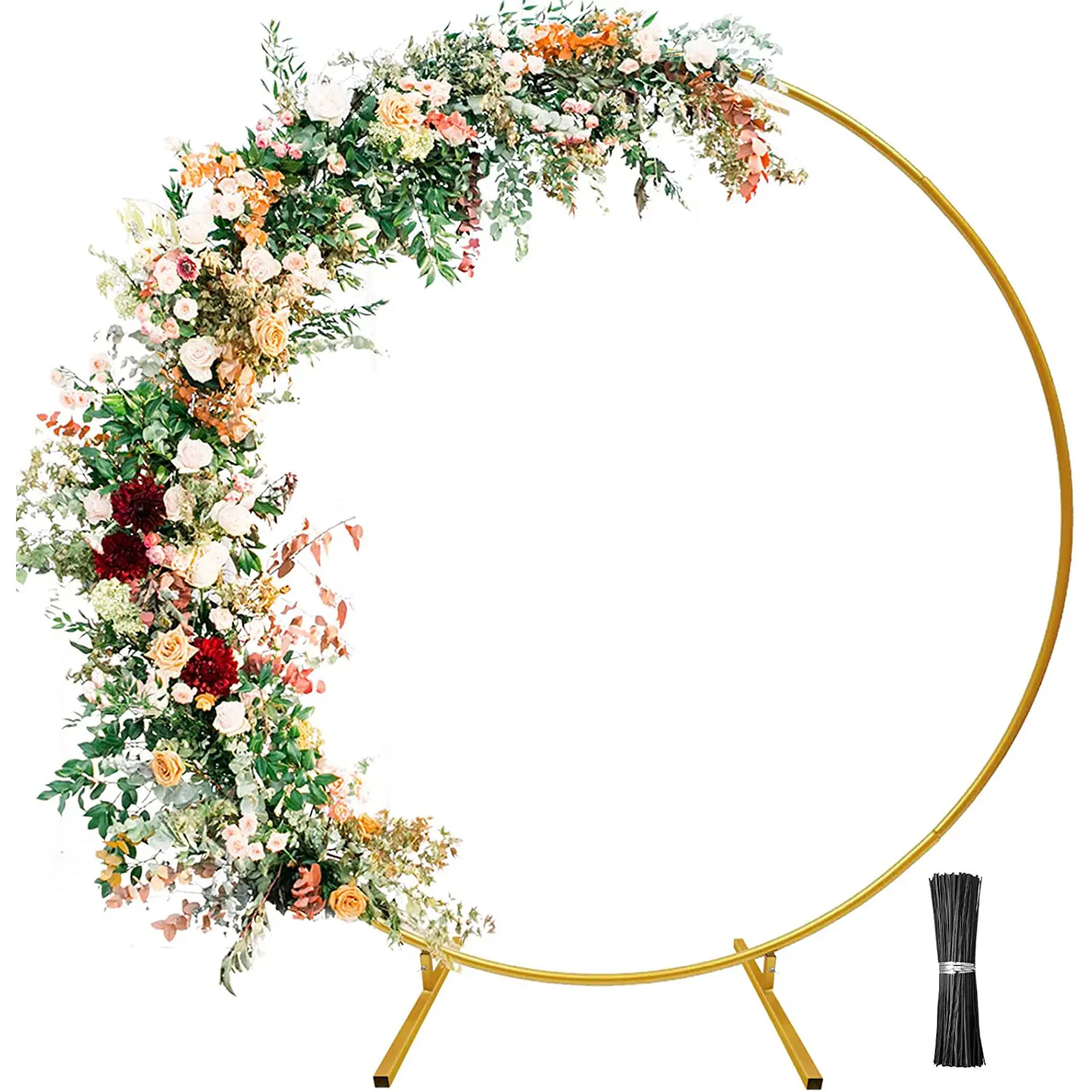6.6Ft Circular Metal Wedding Arch Stand Decoration Backdrop Balloon Metal Arch for Balls