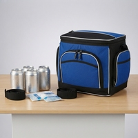 Sac isotherme bleu noir réutilisable avec blocs réfrigérants, imperméable en Oxford, multi-poches, sac à déjeuner thermique pliable avec fermeture éclair