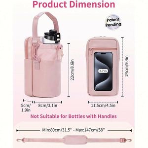 Portable Water Bottle Bag Mobile Phone Pocket New Cross-Border Fashion Classic Canvas Storage Strap Water Bottle Suspender Bag - Product Image 3