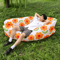Canapé gonflable portable à imprimé floral moderne - Pas de pompe nécessaire - Canapé paresseux pour le camping en plein air, la plage, le pique-nique, le jardin