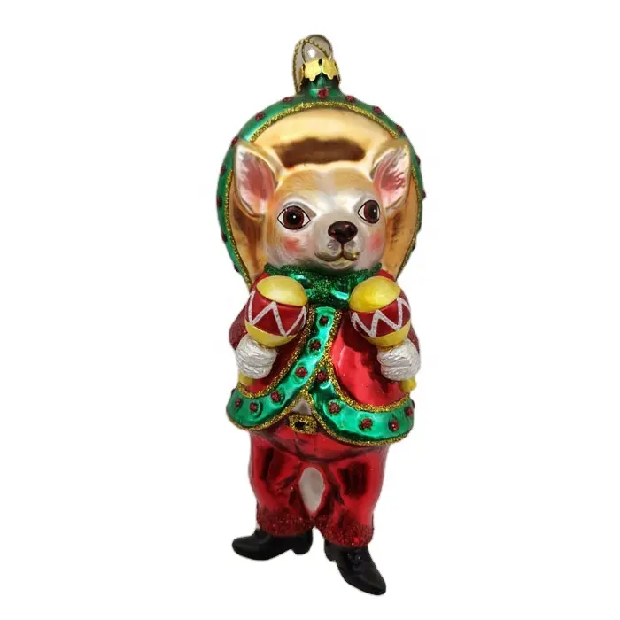 Hot Sales Custom Design Mouse Animal Figure Hand Painted Blown Personalized Christmas Glass Ornament