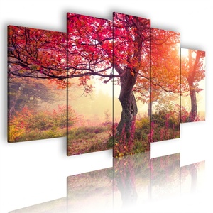 Decoración Moderna para el Hogar, Adhesivo de Pared con Diseño de Árbol, Impresión en Lienzo, Póster Abstracto de Cascada, Decoración de 5 Paneles - Product Image 2