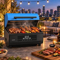 Barbecue à granulés portable avec contrôleur PID, cuisson à flamme directe, thermomètre à double sonde, fumoir extérieur pour la maison, la terrasse et le camping