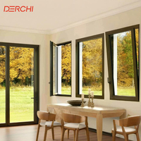 Ventana Abatible de Aluminio con Aislamiento Térmico, Resistente a Huracanes, con Vidrio Templado de Impacto y Ahorro de Energía