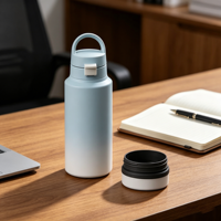 Gobelet isotherme 32oz 40oz en acier inoxydable à double paroi avec compartiment de rangement pour collations et couvercle magnétique