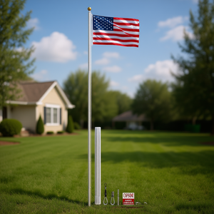 Kit Asta Portabandiera da Esterno in Alluminio Orion da 7,6 m con Fune e Palo Sezionale per Esposizione Decorativa - Product Image 2