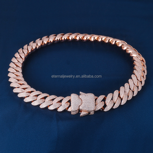 Custom 22mm S925 <strong>Silver</strong> 10k 14k 18k <strong>Solid</strong> Gold Iced Out Moissanite Lab Diamond Miami Cuban Link Chain Necklace <strong>Bracelet</strong> - Product Image 1