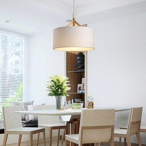 Luminaire suspendu en <span class=keywords><strong>tissu</strong></span> de style scandinave moderne, luminaire suspendu en bois nordique, lustre E27 pour la décoration intérieure - Product Image 2