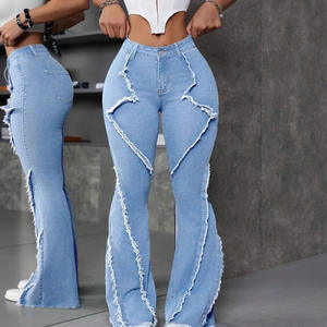 <span class=keywords><strong>Jeans</strong></span> a Vita Alta con Gamba Dritta e Svasata per <span class=keywords><strong>Donna</strong></span>, Nuovi <span class=keywords><strong>Jeans</strong></span> in Denim Resistente con Strass Bicolore per Moda Sehe - Product Image 1