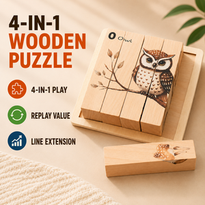 <span class=keywords><strong>Puzzle</strong></span> in Legno Montessori <span class=keywords><strong>4</strong></span> in 1 con Animali, Gioco Educativo di Abbinamento per Bambini e Prescolare - Product Image 1