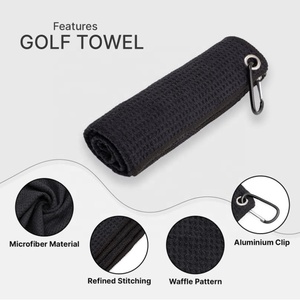 Serviette de <span class=keywords><strong>golf</strong></span> brodée de qualité supérieure, portable, en microfibre, motif gaufré, 16 x 24 pouces, pliable en trois parties - Product Image 3