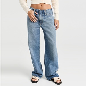 Custom OEM ODM loos <span class=keywords><strong>fit</strong></span> design a cintura morbida gamba larga a vita bassa da <span class=keywords><strong>donna</strong></span> denim <span class=keywords><strong>jeans</strong></span> da <span class=keywords><strong>donna</strong></span> - Product Image 1