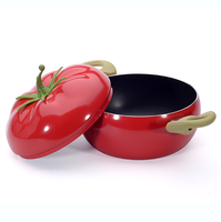 Marmite à soupe grande capacité en acier inoxydable et céramique antiadhésive, avec double poignée en forme de fruit, saine et compatible lave-vaisselle