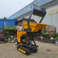 Mini-dumper sur chenilles à bas prix avec chariot élévateur, chenilles en caoutchouc, capacité de charge de 500 kg, moteur à essence