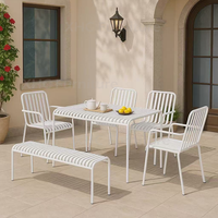 Ensemble de salle à manger d'extérieur en métal, table et chaises de jardin, mobilier moderne résistant pour terrasse et bistrot