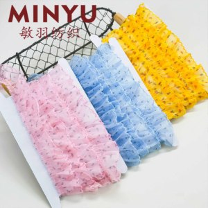 Garniture de <span class=keywords><strong>col</strong></span> de manchette en dentelle plissée imprimée fraise de 4cm pour femmes lacets de dentelle décoratifs brodés colorés pour chaussures sacs Sexy - Product Image 5