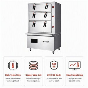 Commercial Three Deck Induction Seafood Steamer Cabinet 20kW 25kW 30kW for Restaurants Hotels Catering and Dealers - Product Image 3