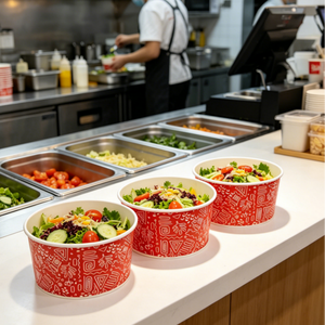 Bol à salade jetable écologique biodégradable en papier kraft avec couvercle pour salade à emporter, hamburger et en-cas - Product Image 2
