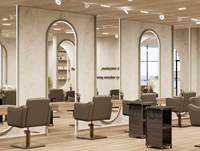 Mobilier de salon de coiffure BRUTALIST sur mesure en 3D pour salons de coiffure professionnels avec bois massif et éclairage LED