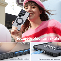 Étui de téléphone antichoc pour Samsung Galaxy S26 Ultra S25, coque robuste avec anneau magnétique rotatif à 360 degrés, béquille en métal