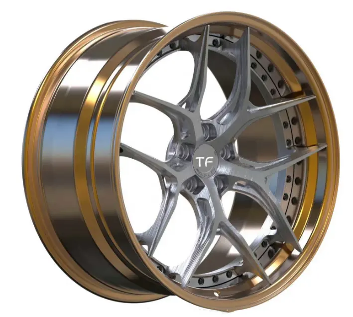 Custom Golden forged 2 piece forged wheels 5X112 20inch deep disc car rims