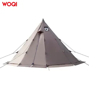 WOQI 4-6 인용 핫 텐트, 스토브 포함, 사계절 가족 캠핑, 사냥, 낚시, 방수 및 방풍 텐트