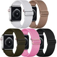 Bracelet de montre en nylon tissé élastique réglable, respirant et extensible pour Apple Watch Series 3-12 Ultra 1-4