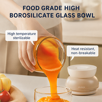 Multifunctionele elektrische babyvoedselhakselaar met 2 glazen kommen (300ml), USB oplaadbaar, voor het hakken, malen en mengen van baby puree, groenten en fruit.