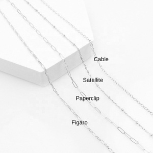 Psj dainty כבל לווין נייר זהב לבן שרשרת זהב מצופה כסף סטרלינג שרשראות תכשיטים אופנתיות לנשים - Product Image 6