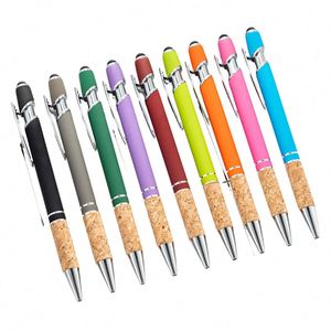 High Quality 2-in-1 Aluminum Rod Ballpoint <b>Pen</b> Custom Logo Metal for Stylus with Cork Grip Spray Glue Press Office Tool and Gift - Product Image 1