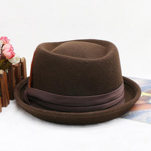 Nouveau bleu marine 100% laine feutre bord rond fedora chapeau feutre trilby robe mode chapeaux pour hommes <span class=keywords><strong>borsalino</strong></span> avec ruban - Product Image 4