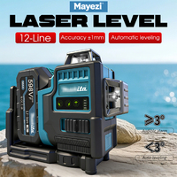 Niveau laser 3D 12 lignes Mamidw 3 °   Niveau laser de construction à faisceau vert auto-nivelant avec alarme d'inclinaison, pour batterie 18V